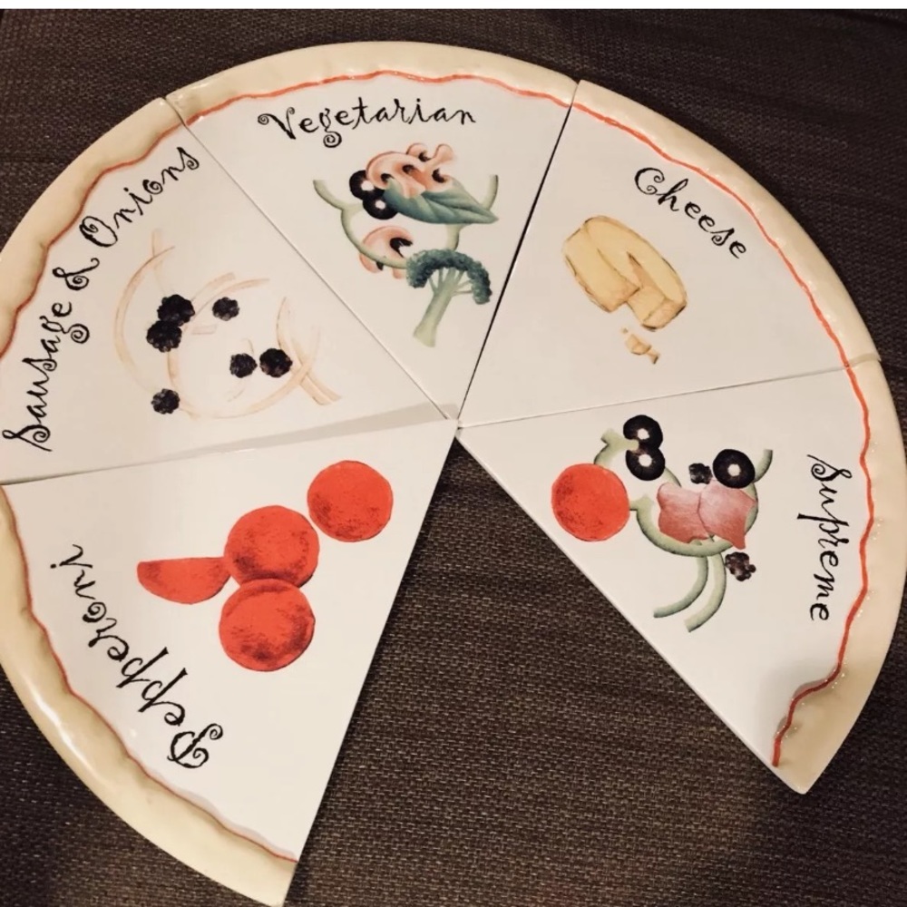 Set Of 5 GANZ Bella Casa Pizza Slice Plates